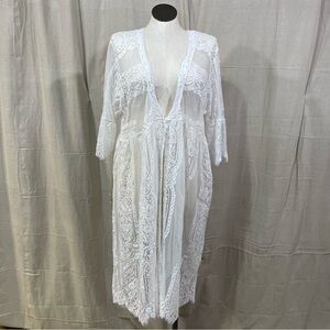 Maurices White Lace Kimono Duster